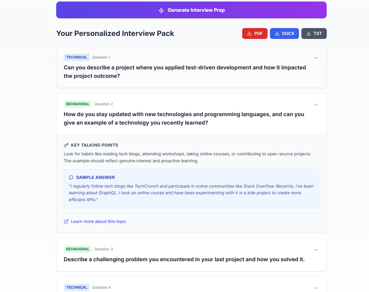 Export your document as PDF, DOCX, or TXT